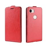 Mit Kartensteckplatz Custodia® Flip Brieftasche Hülle für Googel Pixel 3 Lite (Rot)