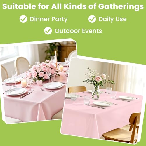 Image of Mulbozy 4 Pcs Pink Plastic Tablecloth Disposable, 54 x108 Inch