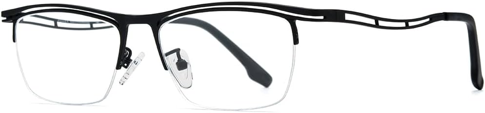 Colorful Pure Titanium Glasses Frame Men Semi Rimless Square Eyeglasses Eyewear 85890 Black image 5 of 7 B0F6K6C6WP