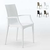  Produce Shop Sedie Poltrona con braccioli Bar Giardino Poly Rattan Bistrot Arm Grand Soleil - Bianco