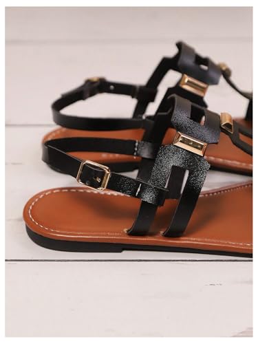 Verdusa Women's Cut Out Leather Sandals Open Toe Ankle Strap Casual Slingback Sandals4