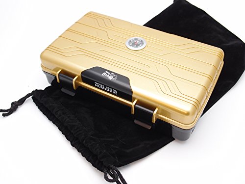 Waterproof Cigar Travel Humidor for 10 Cigars - Integrated Hygrometer and Humidifier Included - 2 Trays