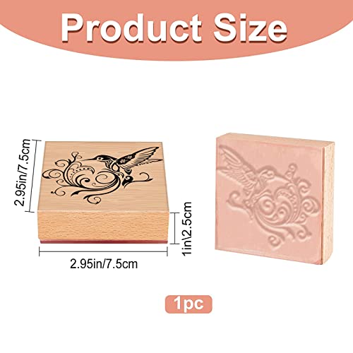 CRASPIRE Wooden Rubber Stamp Hummingbird Printed Decorative Rubber Seal Stamps 3inch/7.5cm for Card Making DIY Craft - Image 2