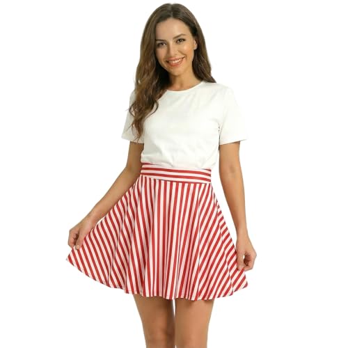 Jupe midi rayée fluide qui affine la taille avec poches pour camoufler les hanches
