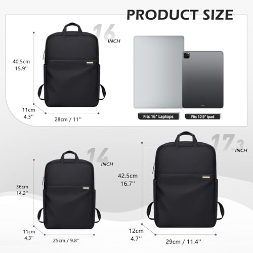 Slim Laptop Backpack for Women, Lightweight Business Backpack for Women Computer Bag Purse for Commuting, Fit 16 Inch, Black2