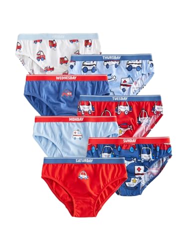 NEXT Jungen Baumwollslips, 7er-Pack Red/Blue Emergency Vehicles 3 Jahre