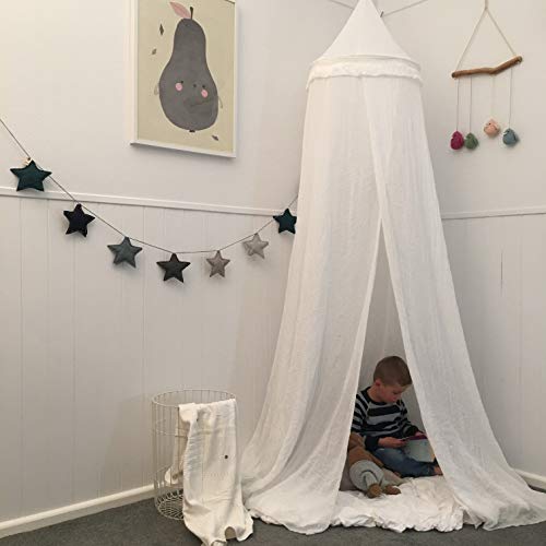 Zeke And Zoey Soft White Hanging Bed Canopy For Girls Bed Or Boys – Hideaway Tent For Kids Rooms With Tassels. Nursery Decoration – Slightly Sheer Drapes – For Child, Play Or Reading Nook #TOP1