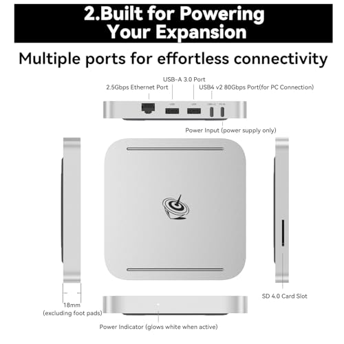 Image of Beelink Mate SE Docking Station, Dock & Stand SER8 /SER9 MAX, 2*M.2 2280 PCIe SSD Slots, up to 16TB Expansion, USB4 80Gbps /2.5G LAN /SD4.0 Card Slot /USB-C PD3.0 /USB-A 3.0 * 2