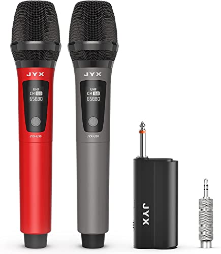 Jyx Wireless Microphone, Dual Uhf Metal Rechargeable Handheld Dynamic Cordless Mic, Karaoke Microphone With Receiver, 6.35Mm (1/4") Output, 3.5Mm (1/8") Adapter, 160 Ft Range, For Party, Dj, Meeting #TOP18