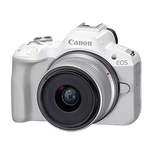 Image of Canon EOS R50 Mirrorless Camera with RF-S18-45mm f /4.5-6.3 is STM Lens (24.2 MP) for Video Vlogging - White