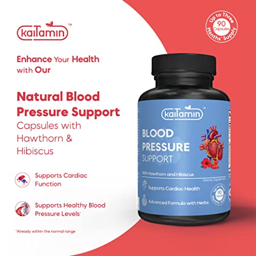 Kaitamin Blood Pressure Support Supplement With Garlic, Hibiscus, And Hawthorn - Supports Cardiac Health And Circulation, Healthy Heart-Supporting Herbs And Vitamins- 3 Months Supply #TOP1