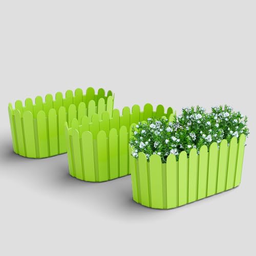 Image of YUCCABE ITALIA SHERA Fence-TRA 14 INCH Plastic Flower Pot Suitable for Inddor Outdoor Kitchen Garden
