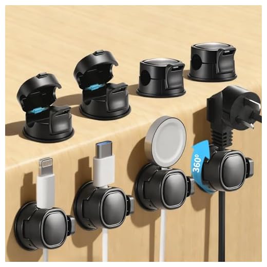 8 Pack Desk Cord Organizer for Home/Office, Cord Organization Cable Clips, 360° Rotatable Spring Cable Management Clips, Adhesive Cord Holder with Clasp Lock, Desk Accessories/Workspace Organizers
