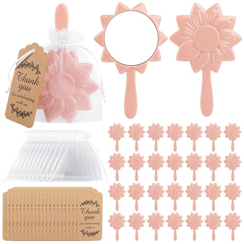 Pinceaux miroirs compacts tournesol : 30 cadeaux d'invités originaux avec étiquettes