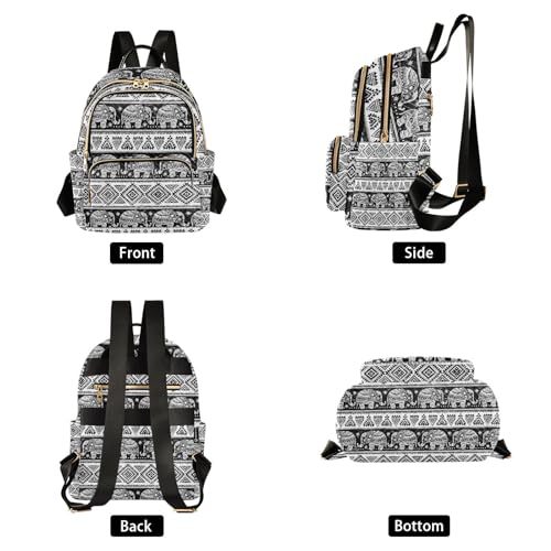 Image of Women Fashion Backpack Purse Elephant Rucksack, M | Casual Lightweight Quilted Daypack Ladies Bag for College Travel Work