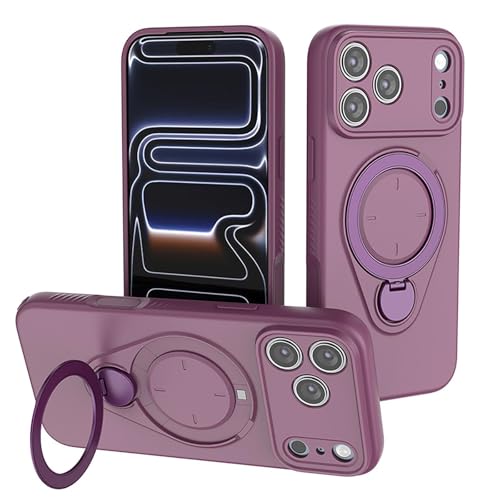 For IPhone 17 / 17 Pro / 17 Air / 17 Pro Max�p �}�O�l�b�g�J�o�[ ? �J�������S�ی�E�ϏՌ��P�[�X�i360�x��]�X�^���h�t���^���C�����X�[�d�Ή��j,17promax,Purple