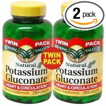 Spring Valley Potassium 99 mg from Potassium Gluconate 595 mg (250 Count, 2 Pack)