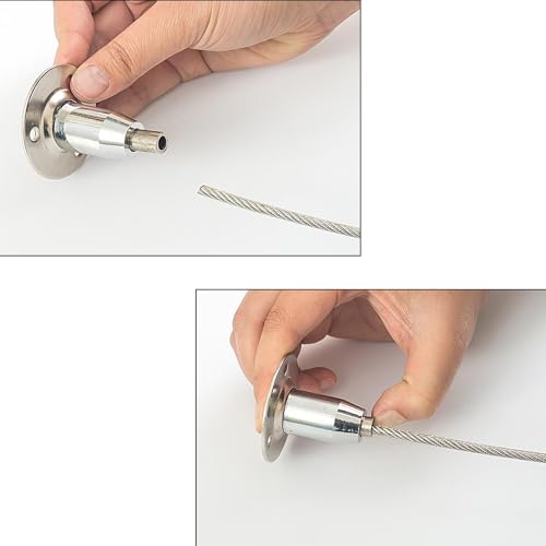 Image of 4PCS Ceiling Sign Hooks Spring Hooks Wire Rope Disc Hanger for All Kinds of Picture Frames and Hanging Artwork and Wall Decorations