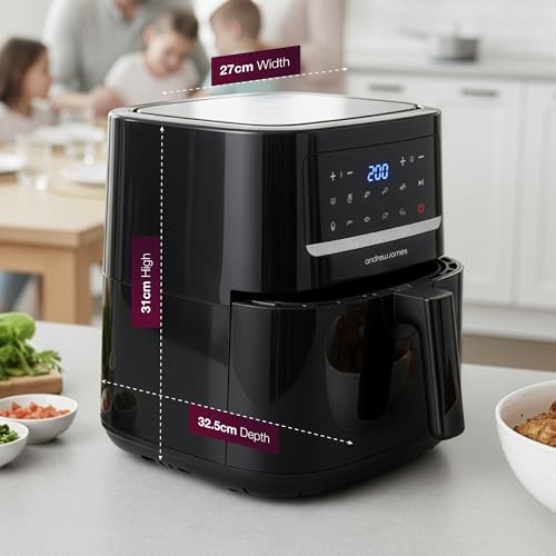 Andrew James 6L Digital Air Fryer, 1600W 10-in-1 Airfryer, Small Air Fryer for Home, Air Fry, Bake, Roast & Grill, LED Touch Display, Rapid Airflow, Non-Stick, Dishwasher Safe - Image 4
