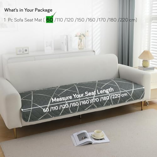 Image of HOKIPO Polyester Printed Waterproof + Anti-Slip + Quick Dry Sofa Seat Mats, Abstract Geometric Shadow Grey - Length 60cm (AR-5229-P2)