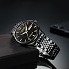 GUANQIN Men Calendar Week Luminous Japanese Automatic Self-Wind Mechanical Wrist Watch Sapphire Crystal Business Waterproof Clock Man Vintage Stainless Steel Wristwatch (Black)