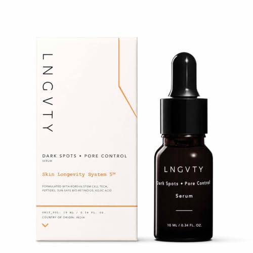 Image of LNGVTY Dark Spots, Pore Control Serum | For pigmentation caused by inflammation, UV, pollution | Powered by peptides, bio-retinoids, stem cell CM, niacinamide | Longevity for all skin types | 10ml