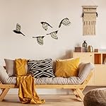 Barydat 5 Pcs Wooden Bird Wall Art Wood Flying Birds Wall Decor Rustic Folk Art Scandinavian Home Decor for Gift Living Room Bedroom Kitchen Office(Black) - Image 3