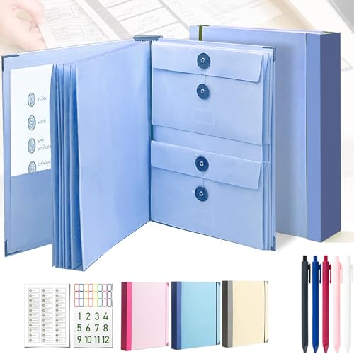 Family/Personal Important Papers Document Life Binder/Folder/Organizer Folio.in Case I Go Missing/Keepsake Certificate/Birth Document Binder Organizer,Fatalities and Folios (Blue(2in Thick))