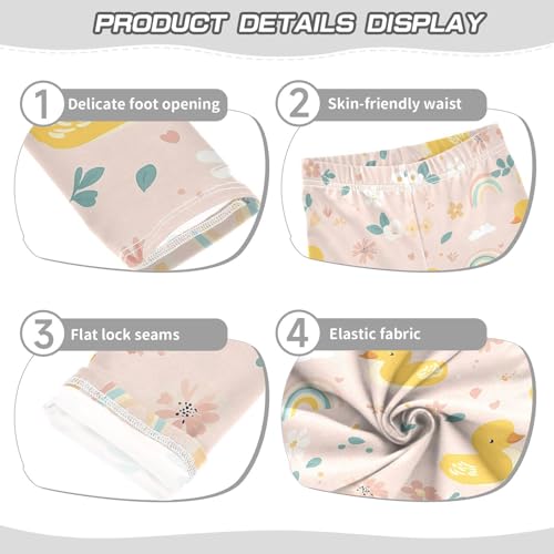 Yellow Duck Flower Rainbow Girls Casual Leggings for Kids Printed Long Pant Bottoms Stretch and Soft3
