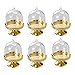 6PCS plástico mini soporte de pastel para magdalenas, placas de exhibición de dulces, chocolate, queso, postre, con tapa transparente para bodas, cumpleaños, Navidad, Halloween,(oro)