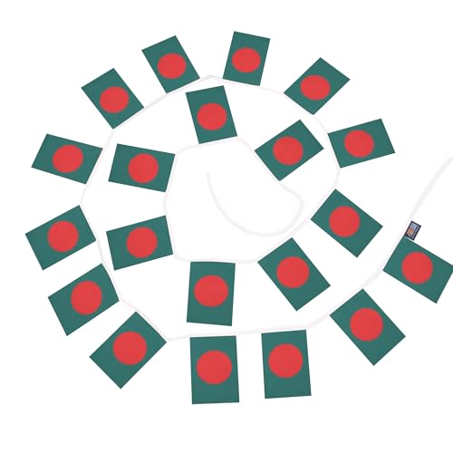 Image of AZ FLAG Bangladesh 6 meters BUNTING Flag 20 flags 9'' x 6'' - Bangladeshi STRING flags 15 x 21 cm
