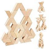 Wooden Building Blocks for Kids 4-8, Large Solid Wood Toddlers Stacking and Balancing V-Shape Blocks...