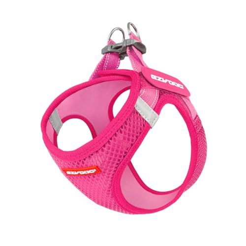 EzyDog FORMFIT Dog Harness for Small Sized Dog - All Weather Breathable Mesh Small Dog Harness with Reflective Trim, Easy Hook & Loop Closure, Sturdy Buckle, & D-Ring (Pink, L)