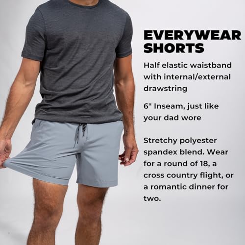 Image of Chubbies Everywear Men's Shorts - Mens Shorts Casual 6in Inseam, Elastic Waist, Water-Resistant, Zipper Pocket