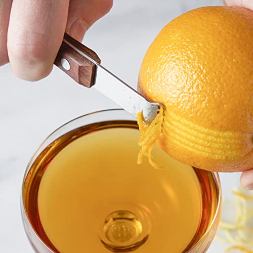 Image of Viski Citrus Zester, Acacia Wood Handle, Lemon Zester Bar Tool, Stainless Steel Citrus Zester, Riveted Base, Set of 1