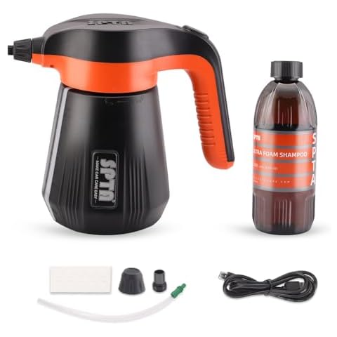 SPTA Pressure Foam Sprayer, 2.25L/76 oz Electric Pressurized Soap Sprayer Car Foam Sprayer, Cordless Pump Sprayer, Car Wash Pressure Washer Foamer with 500ML Car Wash Shampoo for Car Wash Detailing Cover