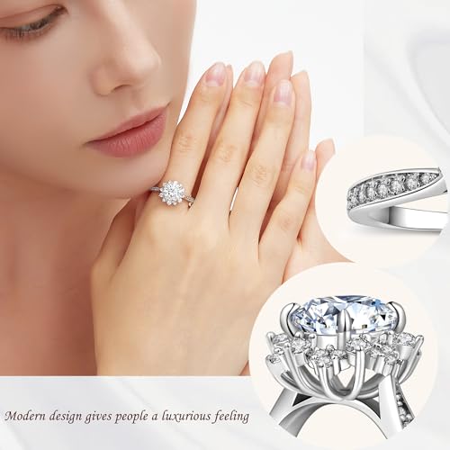 Flower Moissanite Engagement Rings for Women,Women's 925 Sterling Silver Moissanite Flower Engagement Ring for Women,Elegant Flower Design with Brilliant Moissanite Stones3