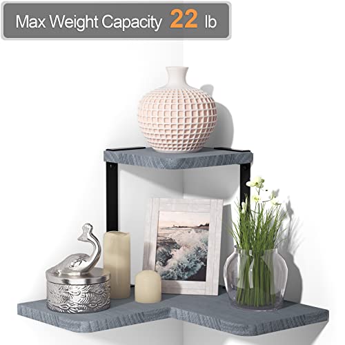 SRIWATANA Corner Shelf, Rustic Corner Wall Shelf Wood Storage Shelf for Bedroom, Living Room, Kitchen - Weathered Grey by SRIWATANA - Image 7