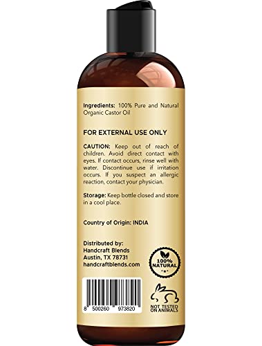 Handcraft Organic Castor Oil For Hair Growth, Eyelashes And Eyebrows - 100% Pure And Natural Carrier Oil, Hair Oil And Body Oil - Moisturizing Massage Oil For Aromatherapy - 8 Fl. Oz #TOP2