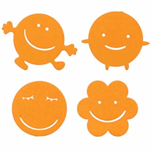 Lot de 4 Petits Dessous de Plats Tasses en Silicone - Dessous de Verres - Smiley - Tailles Variables - Orange Cover