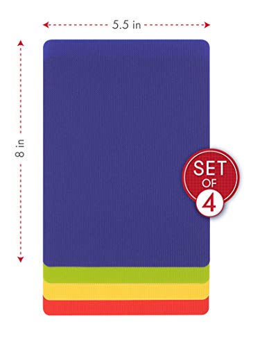 Image of Dexas 6094PK Heavy Duty Grippmat Flexible Mini Cutting Board Set of Four, 5.5 x 8, Blue, Green, Yellow, Red