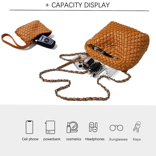 Image of JINMANXUE Fashion Mini Handbag For Women, Woven Tote Bucket Composite Bag Knitting Chain Bags, Crossbody Shoulder Purses