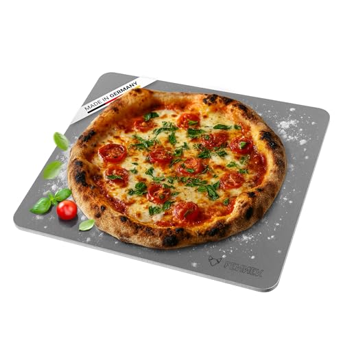 FENNEK Backstahl 38 x 33 x 0,8 cm | aus 8,0 mm starkem Feinkornstahl | Backe Pizza, Brot und vieles mehr wie ein Profi! | Made in Germany