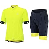 Airtracks Fahrrad Set: Fahrradhose Kurz Comfort Line + Fahrradtrikot Kurzarm Pro Team II(L,schwarz-neon)