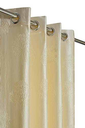 Image of Polyester Premium Tree Design Punching Screen for Home Office | Room Darkening Long Door Curtains 9 Feet Long Set of 1 | Modern Parda for Living Room and Bedroom | Cream Curtains