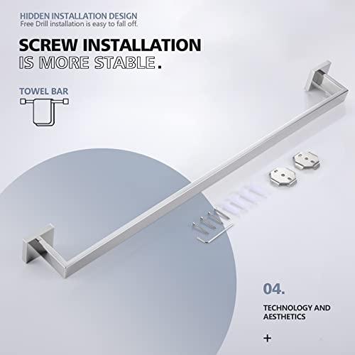 KOKOSIRI 32-Inch Single Towel Bar, Bathroom Kitchen Towel Holder, Wall Mounted SUS304 Stainless Steel Towel Rack, Polished Chrome, B4003CH-L32 by KOKOSIRI - Used condition - Image 7