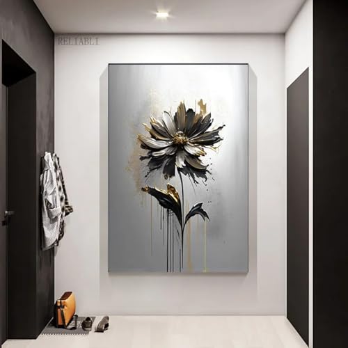 Toile abstraite moderne de fleurs 50x70cm pour salon