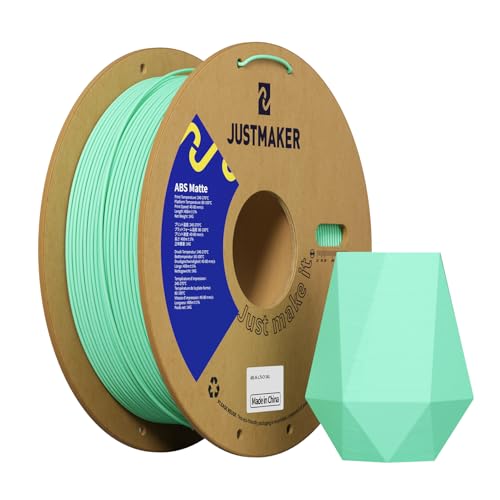 JUSTMAKER ABS Matte 3D Printer Filament, Upgraded Strength Heat Resistant Filament, Matte Surface with Cardboard Spool, 