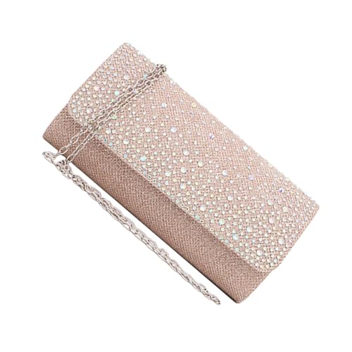 Pochette en polyester rose avec strass brillants et fermeture sécurisée pour cérémonie