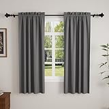 GFCC Blackout Curtains, Grey Darkening Thermal Insulated Energy Saving Curtains & Drapes Light Blocking Blackout Curtain for Bedroom Living Room Kitchen Nursery, W52 x L54 Inch, 2 Panels
